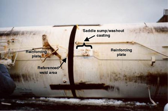 Affected area on the tank car