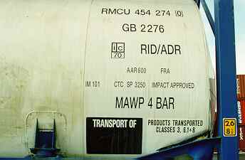 Information on the tank container